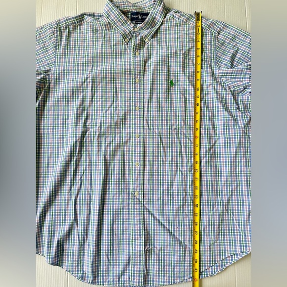 Ralph Lauren Shirt Mens XL‎ Blue Pink Plaid Short Sleeve Green Pony - Picture 5 of 8